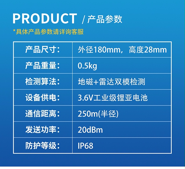 LORA-433地贴式双模地磁车位检测器_04